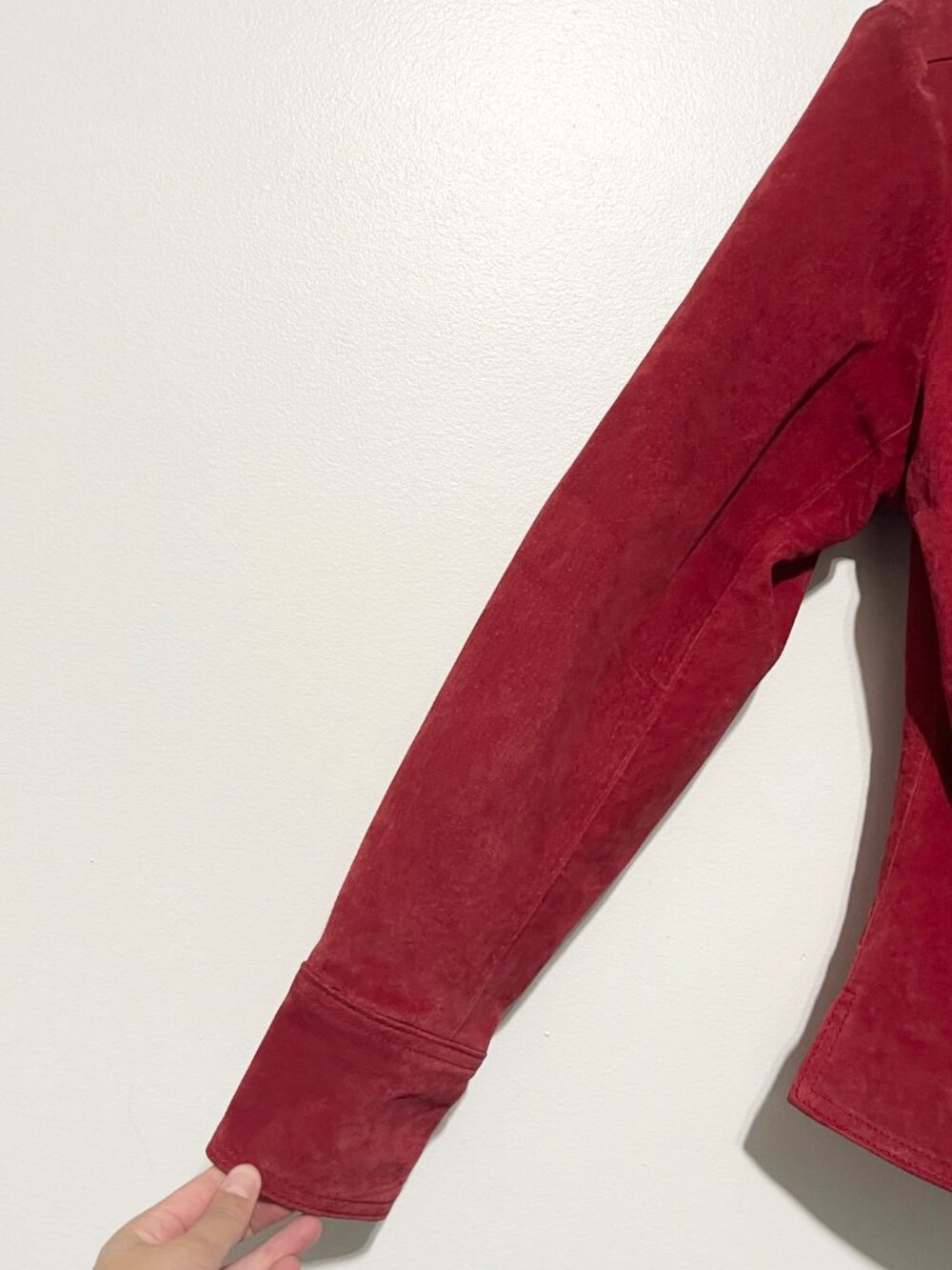 Christopher Banks Womens Suede Washable Pig Leather Jacket L Red Snap Western - Picture 4 of 11